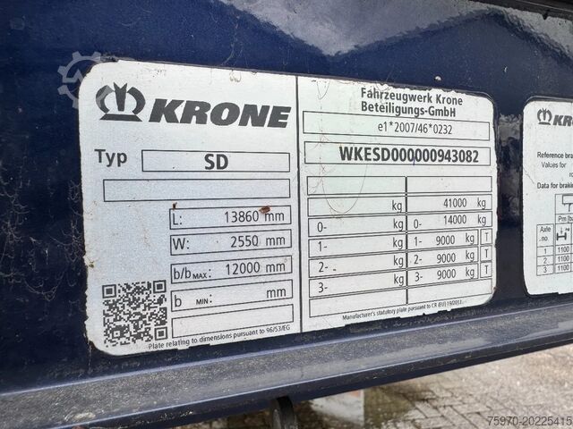 Sliding tarpaulins Krone SD 2020 CoilGoot 8.6m 3xBPW DISC BRAKES