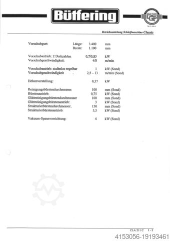 Breitbandschleifmaschine Bütfering CLASSIC 211 C-E