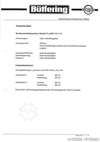 Breitbandschleifmaschine Bütfering CLASSIC 211 C-E