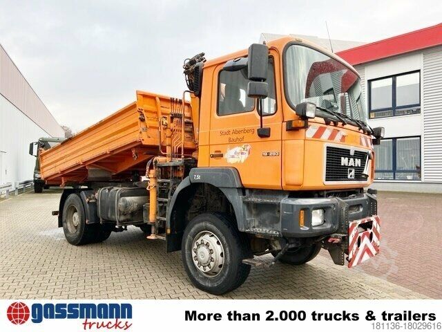 Kipper LKW MAN 19.293 4x4 BL mit Kran Meiller MK77RS2