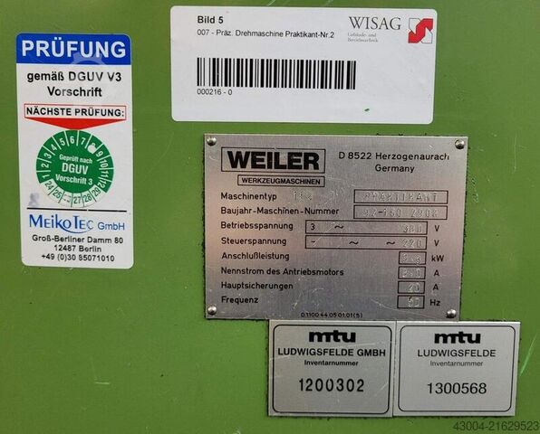 Leit-/Zugspindeldrehmaschine Unbekannt/Unknown WEILER Praktikant 160