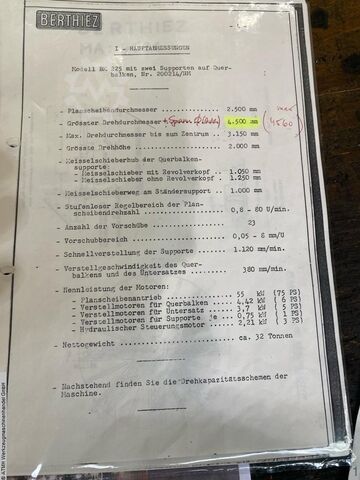 Vertical Turret Lathe - Single Column BERTHIEZ BM 225
