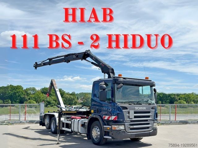 Abrollkipper SCANIA P 360 * ABROLLKIPPER * HIAB 111 BS -2 HIDUO/FUNK