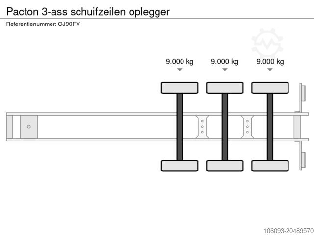 Schiebeplanen Pacton 3-ass schuifzeilen oplegger