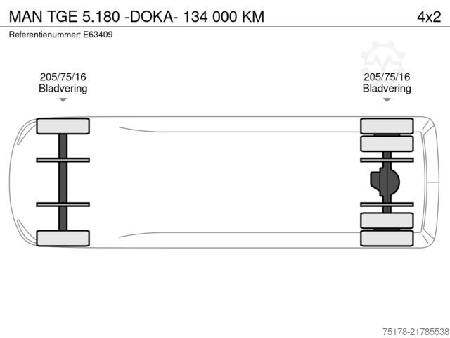 Closed box MAN TGE 5.180 -DOKA- 134 000 KM