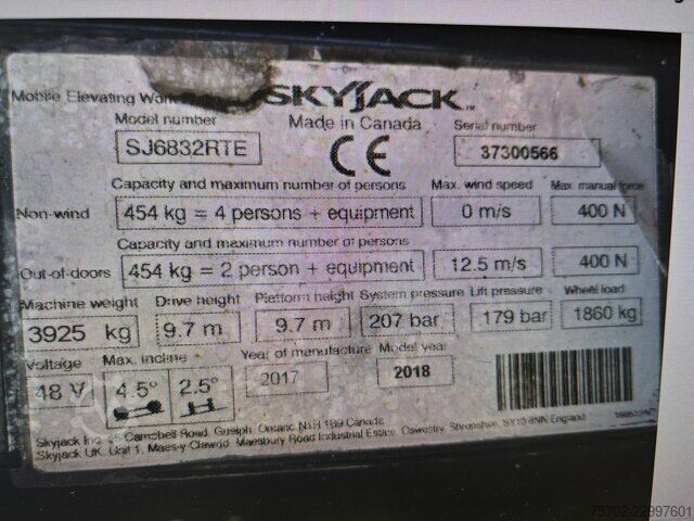 Van Skyjack SJ 6832 RTE 9,7 m Arbeitsbühne