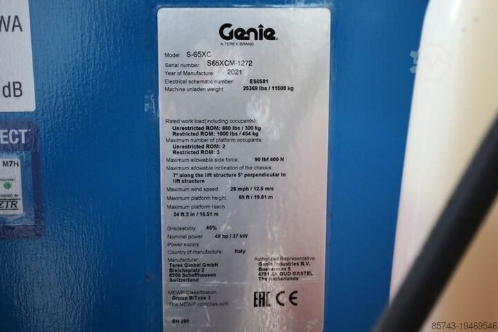 Telescopic boom lift Genie S65XC Guarantee! Diesel, 4x4 Drive, 21.8m Working