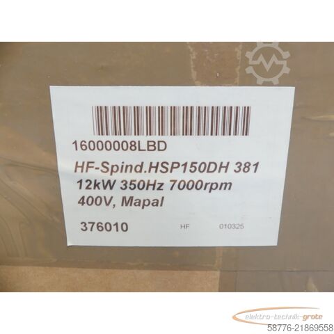 Component GMN HF-Spindel HSP150DH 381 12kW / 350Hz 7000rpm 400V SN376010 --
