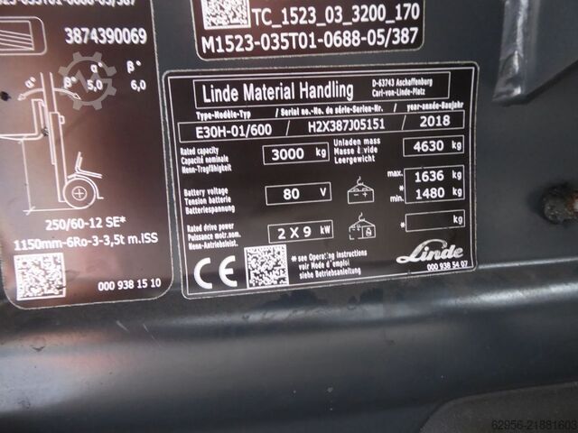 Electric 4-wheel forklift Linde E30/600