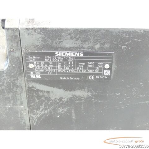 Control unit Siemens 1FT6105-8AC71-4EB1 Synchronservomotor SN:YFT834530901003