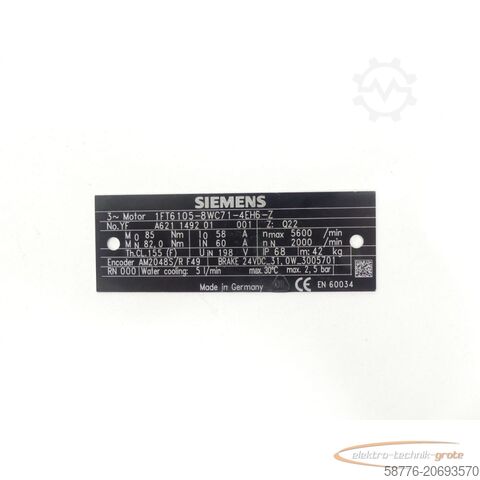 Control unit Siemens 1FT6105-8WC71-4EH6 - Z SN:YFA621149201001 - ! -
