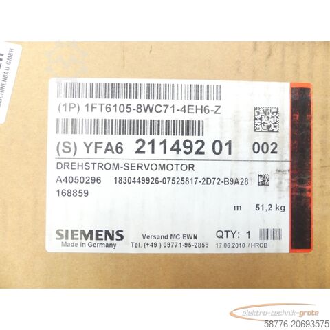 Control unit Siemens 1FT6105-8WC71-4EH6 - Z SN:YFA621149201002 - ! -