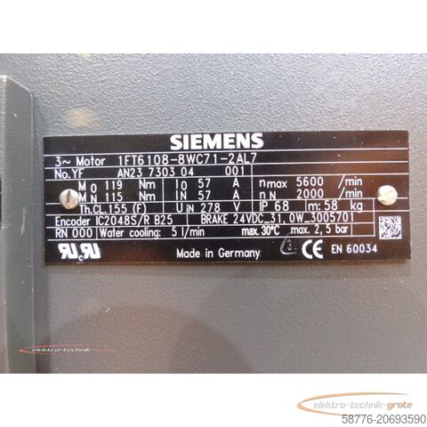Control unit Siemens 1FT6108-8WC71-2AL7 Drehstrom-Servomotor  !