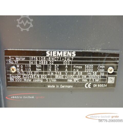 Control unit Siemens 1FT6108-8WC71-2AL7 Drehstrom-Servomotor  !