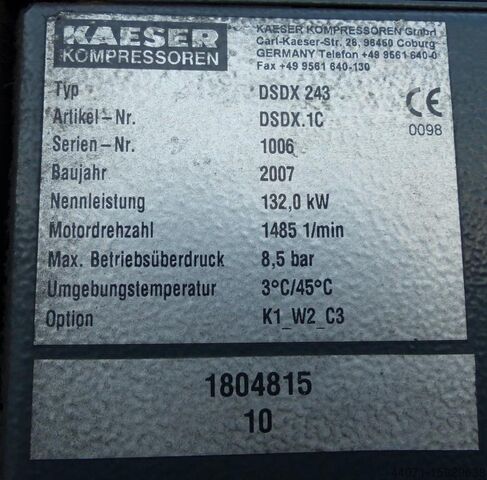 Schraubenkompressor Kaeser DSDX243 132 kW
