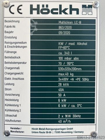 Solvent cleaning system Höckh Multiclean-LC-III