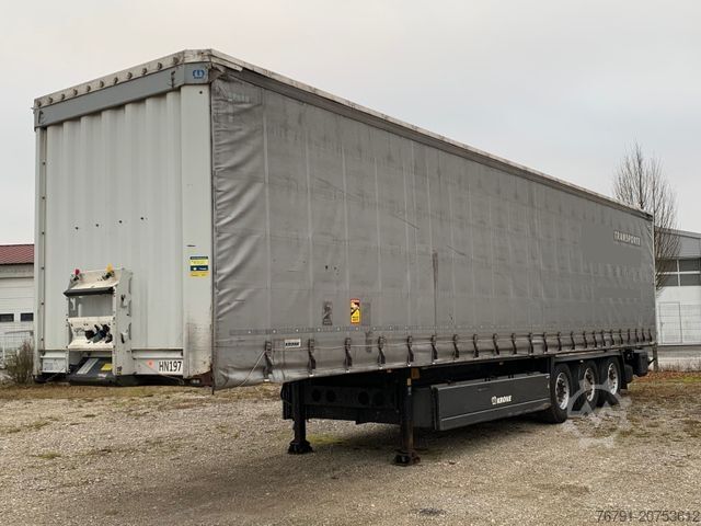 Open semitrailer with tarp KRONE Standard_ FerryLashing_Palettenk_ SAF_ Liftachse