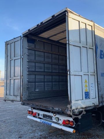 Open semitrailer with tarp KRONE Standard_ FerryLashing_Palettenk_ SAF_ Liftachse