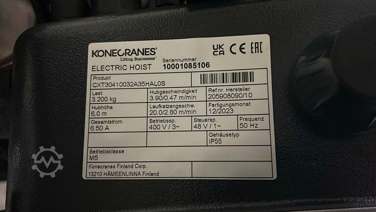 Hallenkran Konecranes Single-Girder Overhead Crane *3,2t CXTS