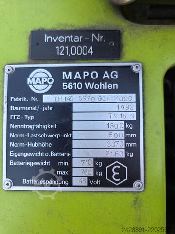 Elektro-Gabelstapler mit Zinkenversteller CLARK TM 15 N