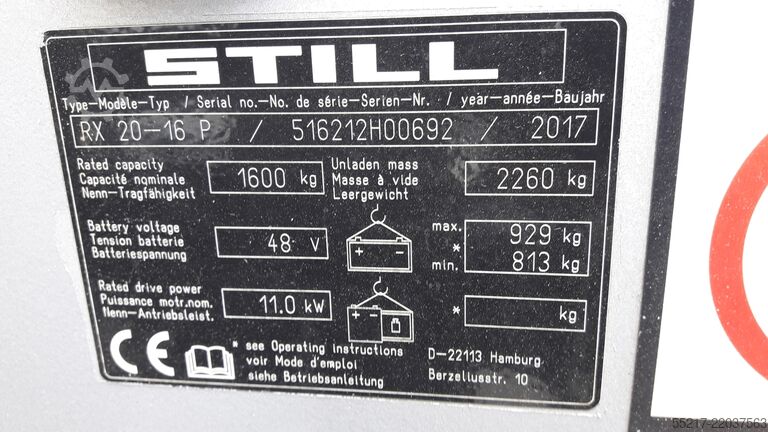 4-wheel forklift truck ID No. H00692 STILL RX20 - 16P