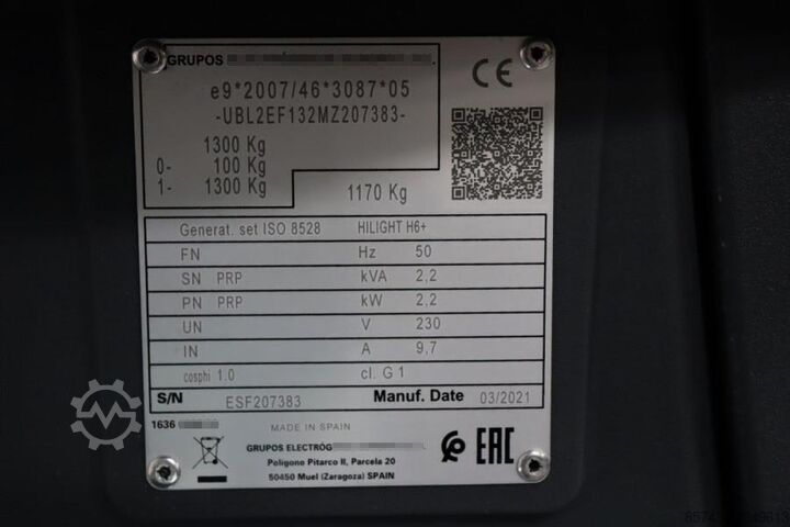 Light tower Atlas Copco Hilight H6+ Valid inspection, Max Boom Height 8m,