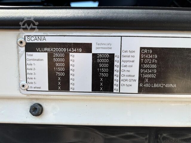 Autotransporter Scania R 480 6X2 + 3 PEDALS + STUURAS + EURO 5 + ALU O...