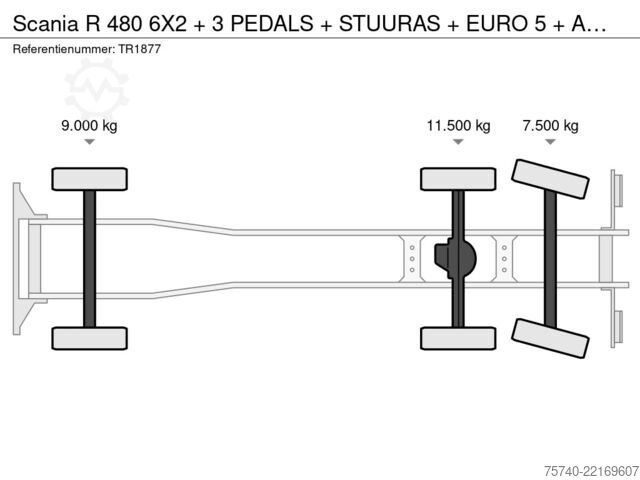 Car transporter Scania R 480 6X2 + 3 PEDALS + STUURAS + EURO 5 + ALU O...