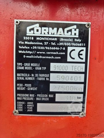 Truck mounted crane MAN TGS 35.360 8x4 BB Gormach 91000 TECH Funk