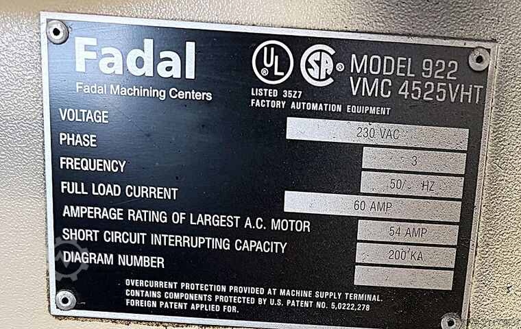 CNC Vertikales Bearbeitungszentrum Fadal 922 VMC 4525 VHT