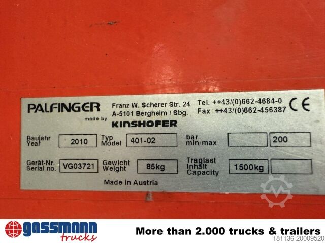 Truck mounted crane Kinshofer KM 401-02 Palettengabel