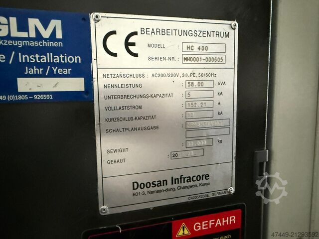 Horizontal machining center Doosan HC 400