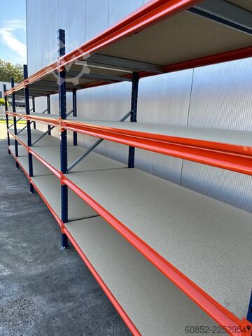 Wide span storage rack ca. 7,65 lfm. Weitspannregale H: 200 cm T: 80 cm , 400 kg Fachlast , 4 Ebenen