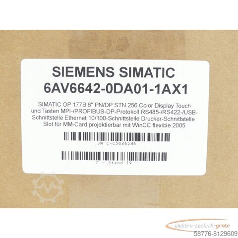 Component Siemens 6AV6642-0DA01-1AX1 SN:C-C3G26586 generalüberholt mit 6 Monaten Gewährleistung!