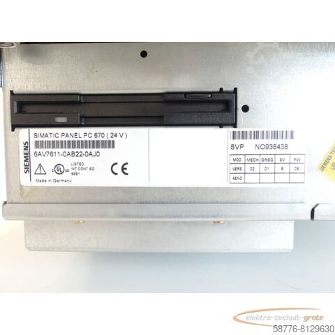 🏷️ Siemens 6AV7611-0AB22-0AJ0 SIMATIC PANEL PC 670 SN:T
