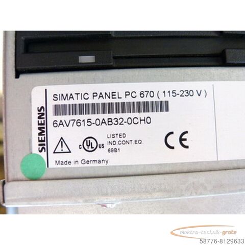 Component Siemens 6AV7615-0AB32-0CH0 Panel PC 670