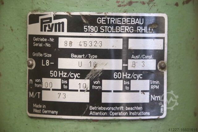 Gearbox 100-10 rpm Prym L8- U 16