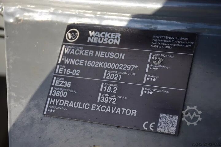 Mini excavator WACKER NEUSON 4 TON EZ36 -stock id104