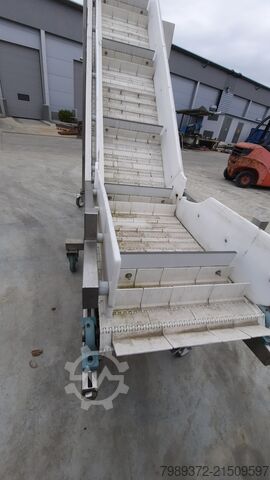 Inclined plate belt conveyor with cleats  