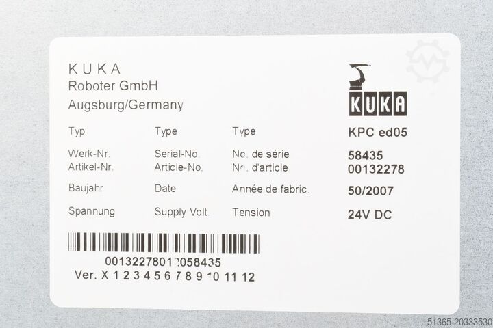 Industrial robot control computer, V0 KUKA AG 00132278, KPC ed05