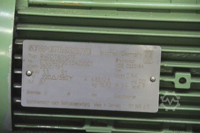 Gear motor 1.1 kW 191 rpm SEW-Eurodrive R40DT80N2TF