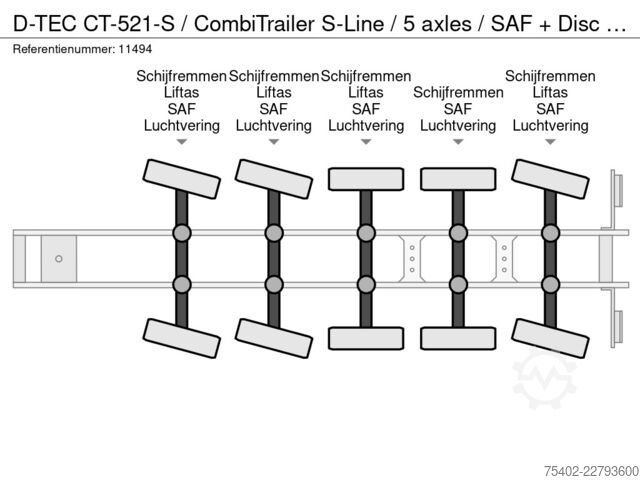 Containertransport D-TEC CT-521-S / CombiTrailer S-Line / 5 axles / SAF ...
