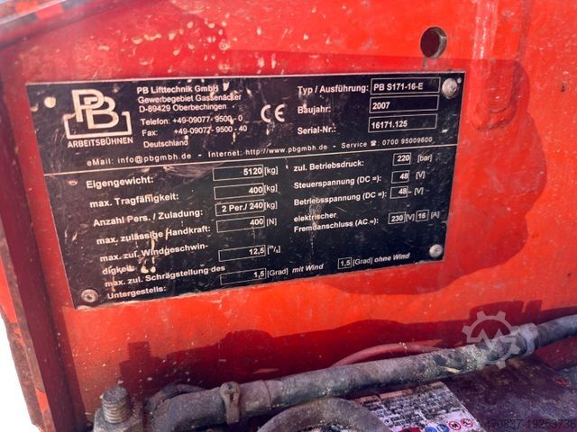 Arbeitsbühne  PB S171-16-E / Schere / Elektro / 17 m