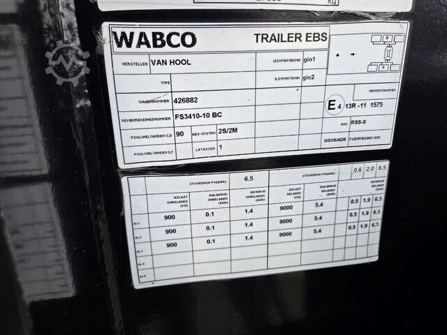 Container transportation Van Hool 3-ASSIGE OPLEGGER A3C002 20/30 FT ADR trailer.