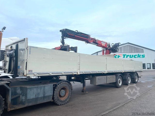 Open semitrailer SCHWARZMÜLLER Roll Kran Kennis 30R Drehkranz/2x gelenkt/Miete