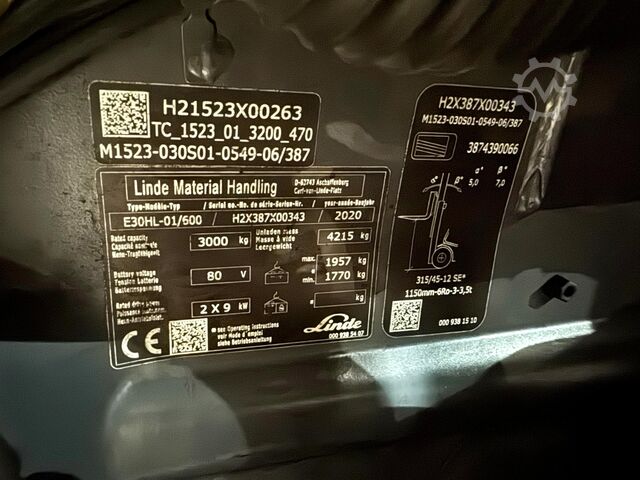 2020 Service + UVV 01/2027 11.450 Stunde Linde E30HL