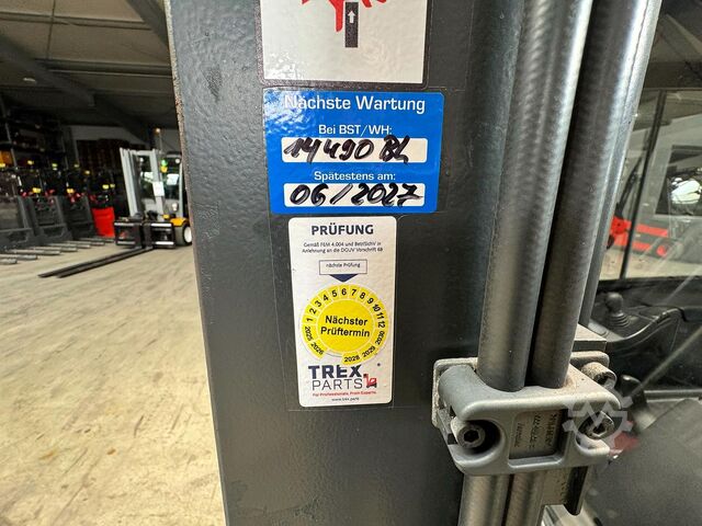 Battery valid until 05/2026, service and safety inspection (UVV) due 06/2027. Linde E16-02