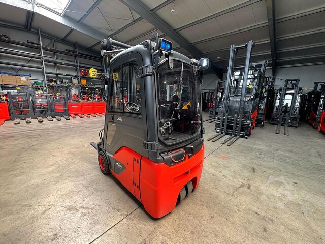 Battery valid until 05/2026, service and safety inspection (UVV) due 06/2027. Linde E16-02