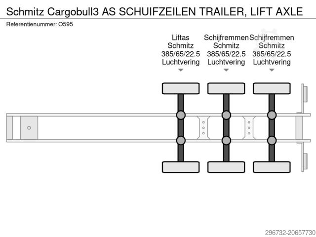 Sliding tarpaulins Schmitz Cargobull 3 AS SCHUIFZEILEN TRAILER, LIFT AXLE