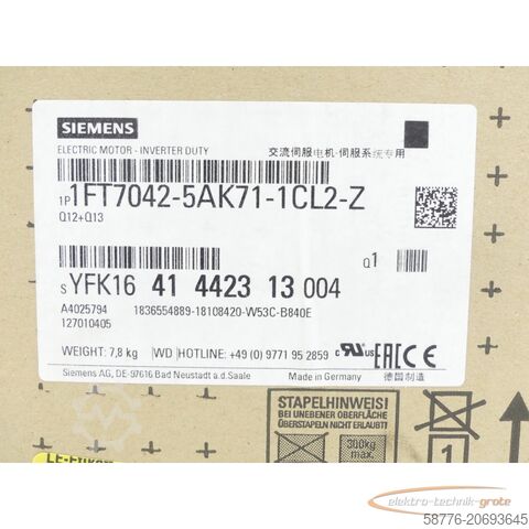 Control unit Siemens 1FT7042-5AK71-1CL2 - Z  SN:YFK1641442313004 - ! -